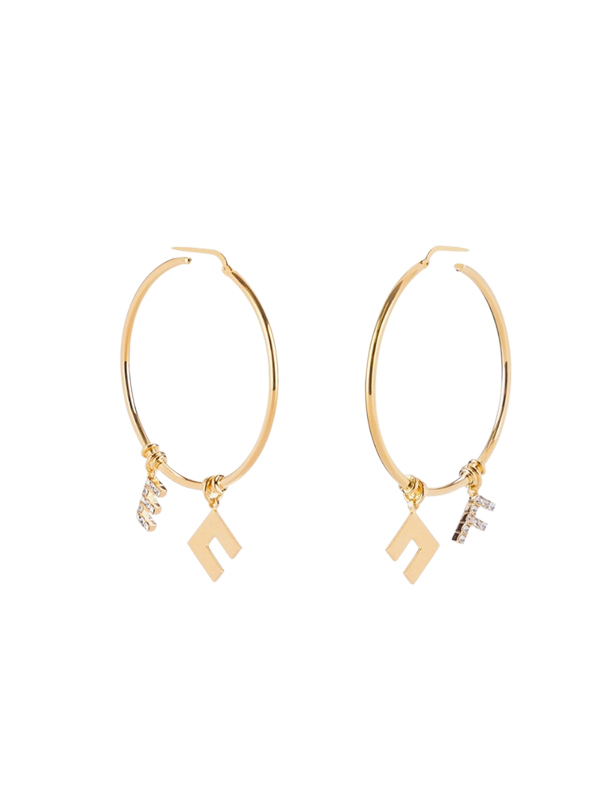 ‍‍Elisabetta Franchi  LOGO造型水鑽圓形耳環