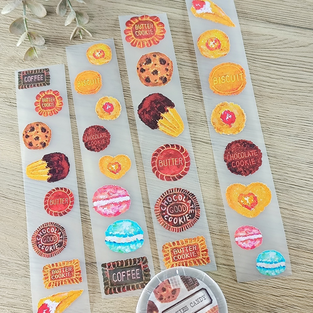 喵吉星．Cookies Candy 餅乾糖果1 3.5cm霧面PET膠帶 <整捲/分裝>
