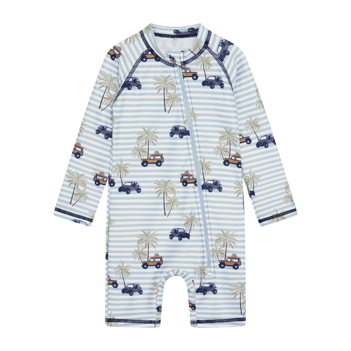 〖 Hust & Claire 〗條紋吉普車長袖防曬連身泳衣