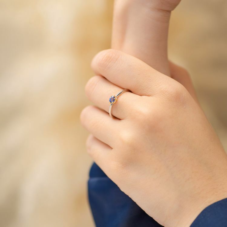 藍寶石18K雙色戒指