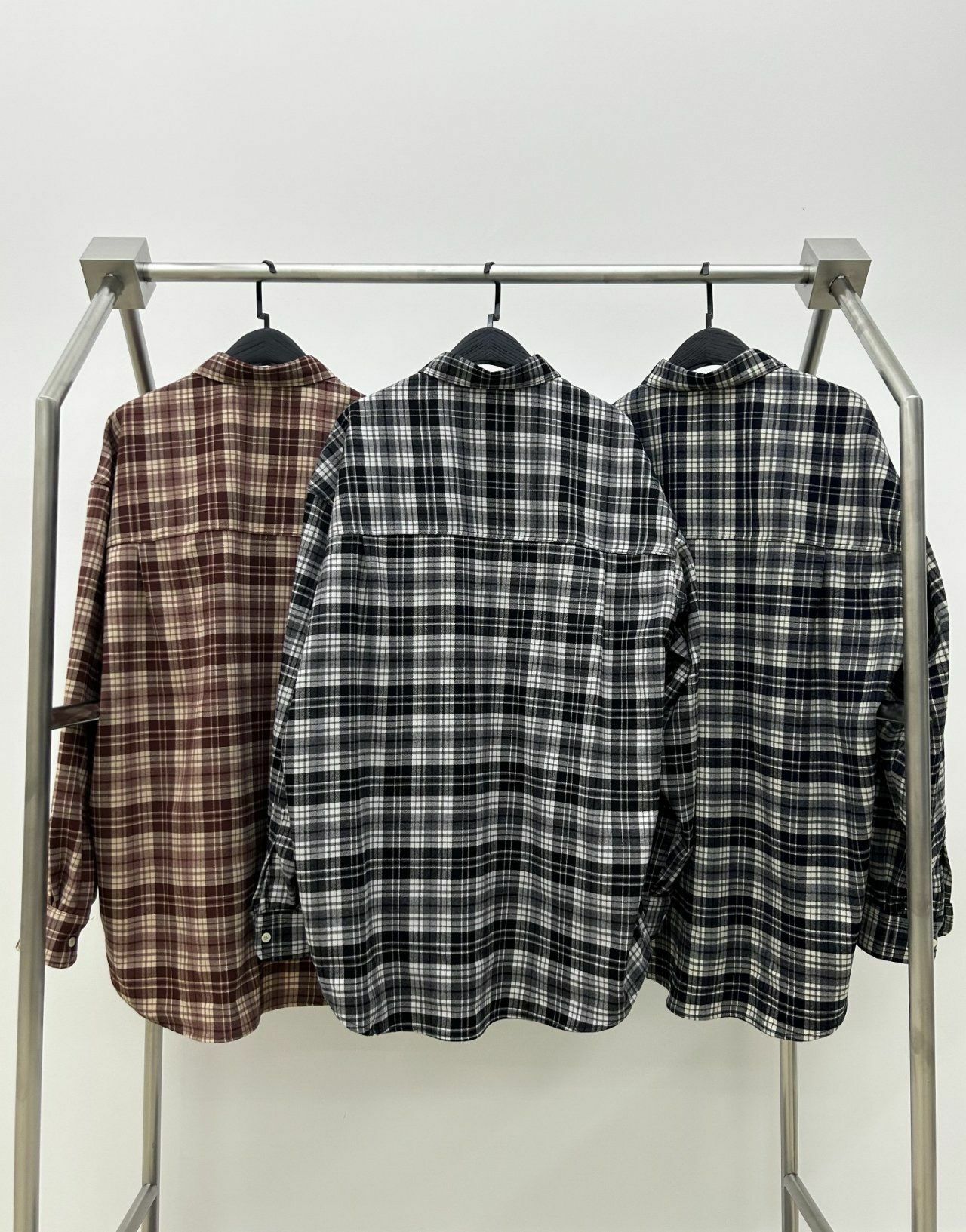 格仔長袖恤衫 Hestory-060S