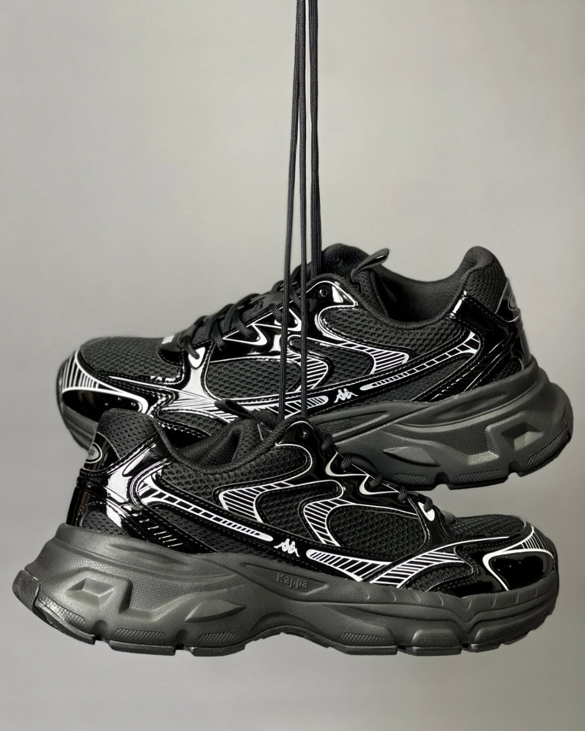 【現貨】Kappa 老爹鞋 慢跑鞋 科技銀 增高 復古 休閒 銀黑