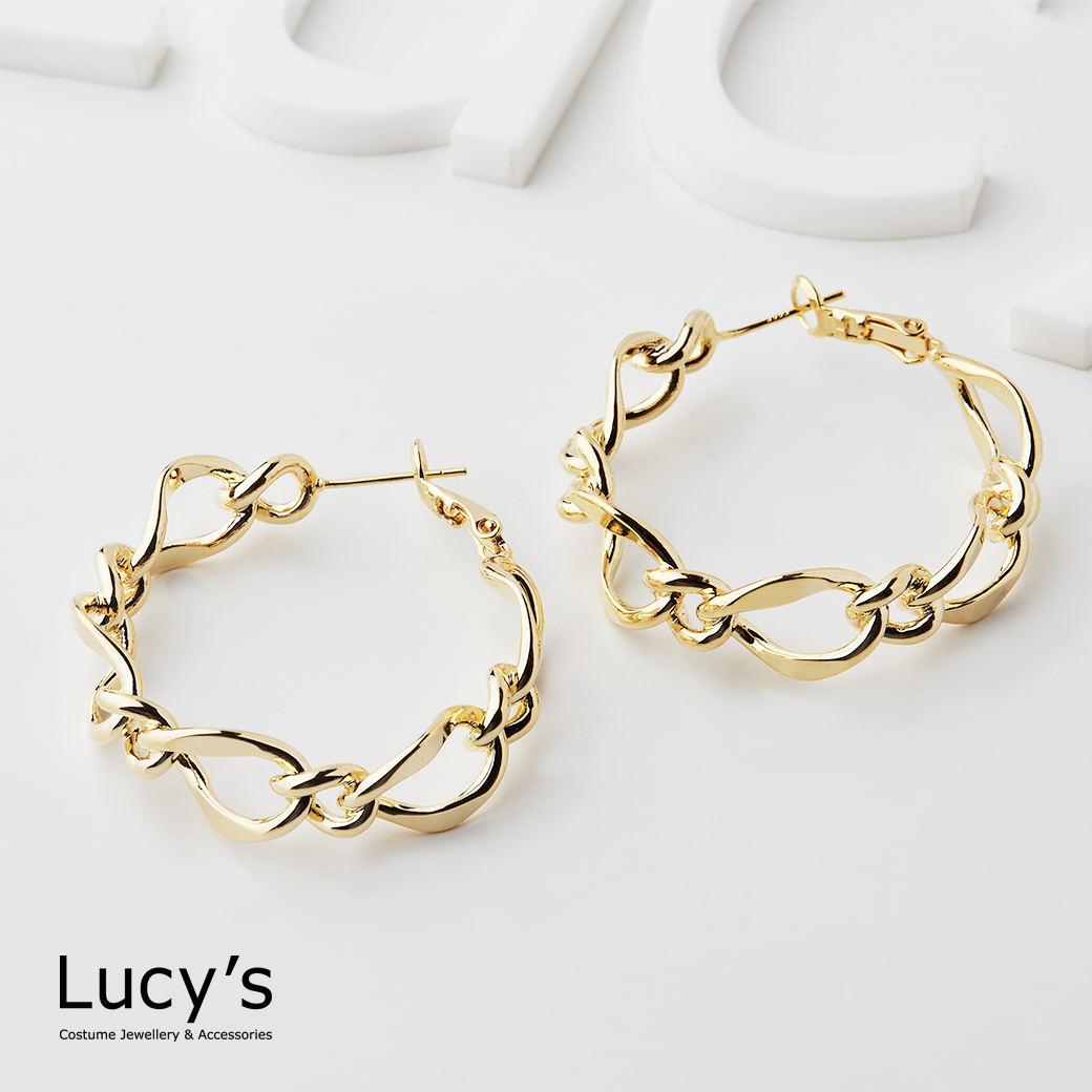 鍊曲 耳環 (二色) (121136/121137)