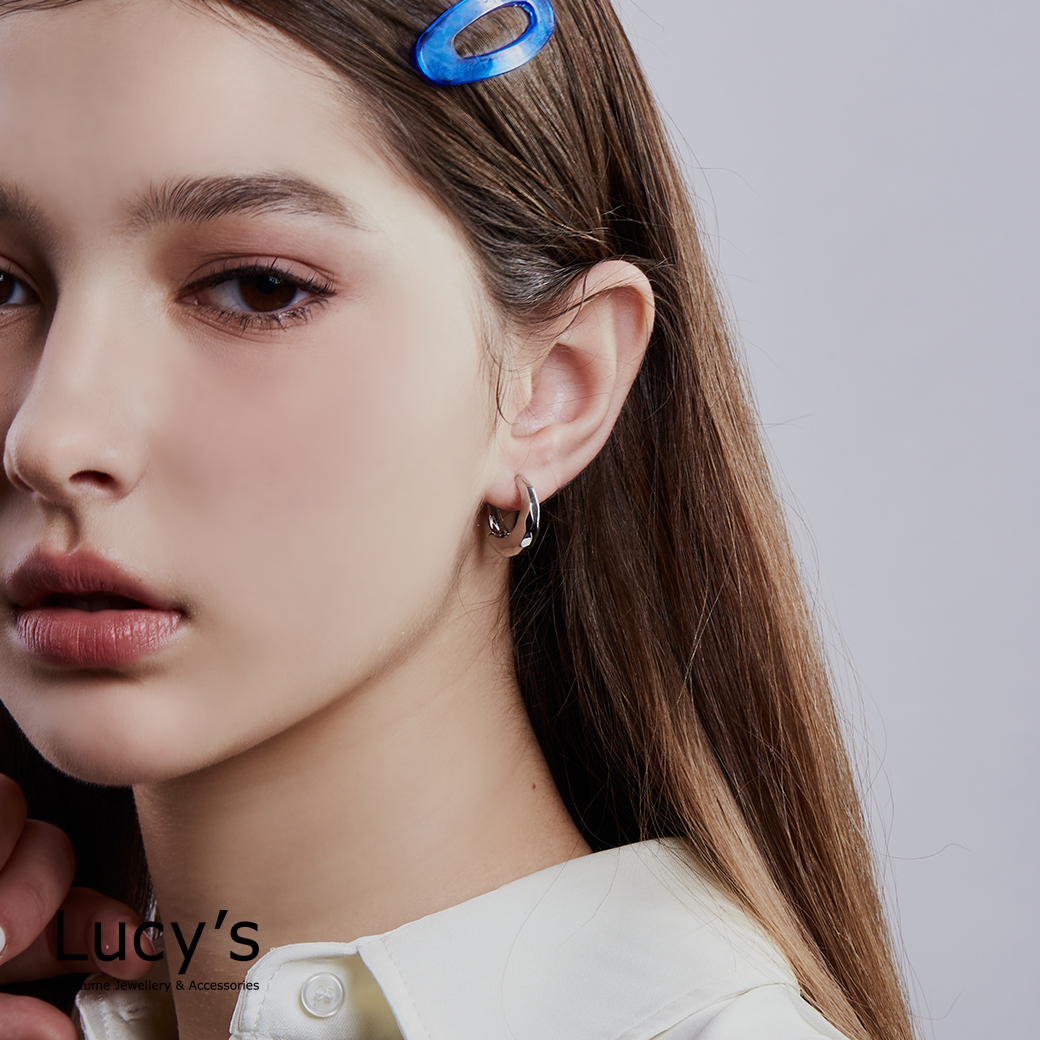 亮面岩石 易扣耳環 (二色) (121119/121120)