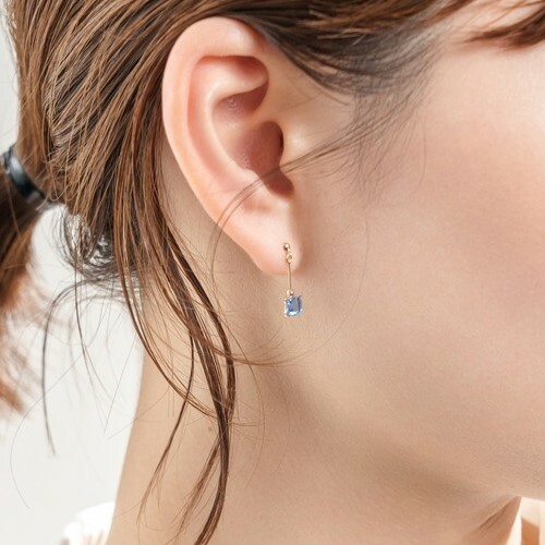 【me.luxe】K10方糖藍水晶耳環