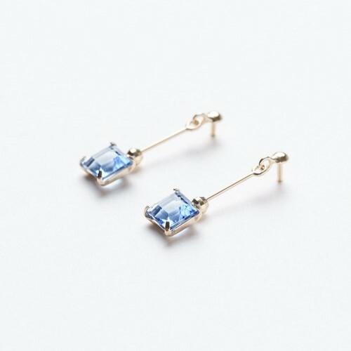 【me.luxe】K10方糖藍水晶耳環