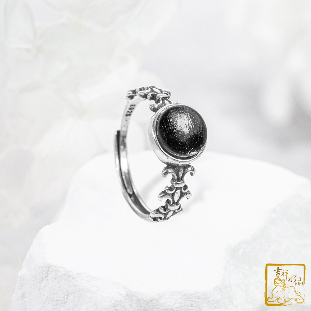 鎳鐵隕石-天鐵隕石鳶尾花圓形戒指 / 四色可挑