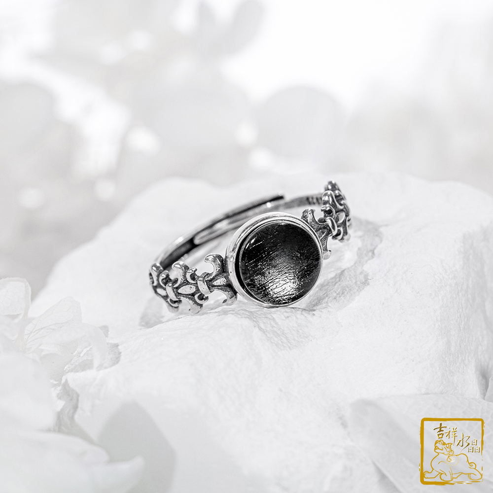 鎳鐵隕石-天鐵隕石鳶尾花圓形戒指 / 四色可挑