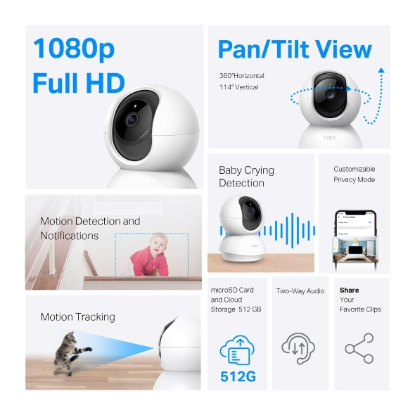 TP-LINK Tapo C200C FHD Camera 旋轉式家庭安全防護Wi-Fi 攝影機
