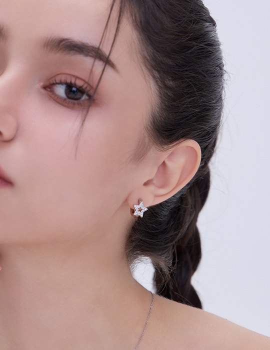 簍空星星。針式耳環