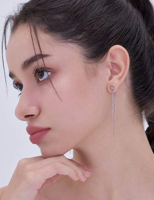 仙女百搭流蘇。銀針耳環(銀)