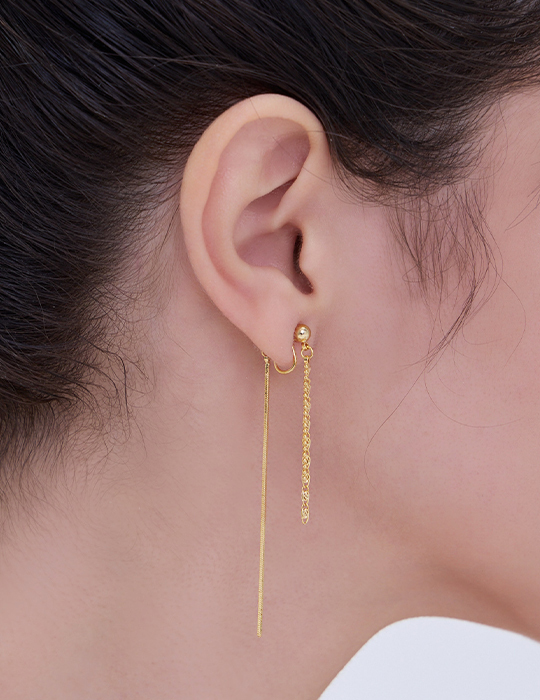 仙女百搭流蘇。夾式耳環(金)