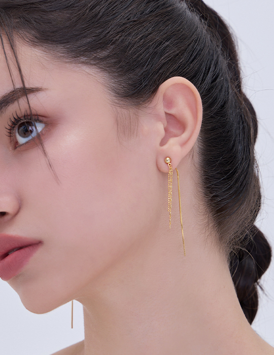 仙女百搭流蘇。銀針耳環(金)