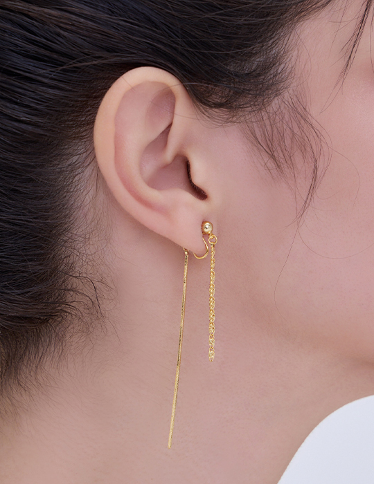 仙女百搭流蘇。銀針耳環(金)