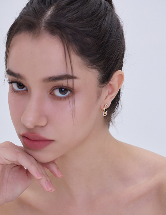 簡約造型。夾式耳環(金)