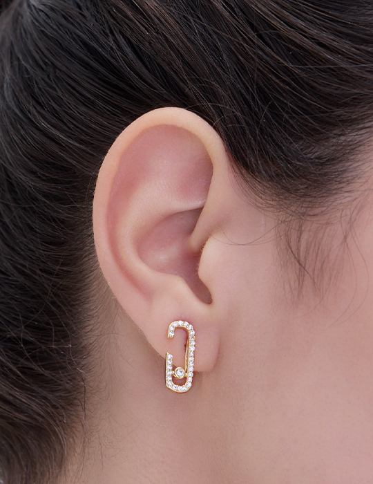 簡約造型。夾式耳環(金)