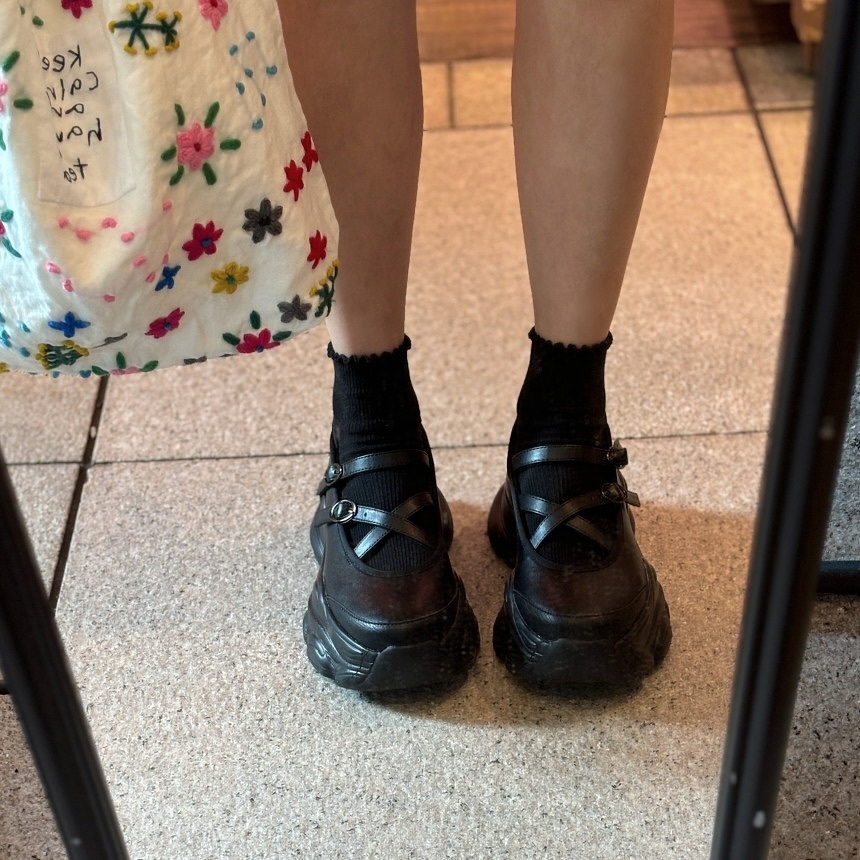 niko and ... 日本限定 交叉 黑色 豹紋 蝴蝶結 增高 瑪莉珍 厚底鞋