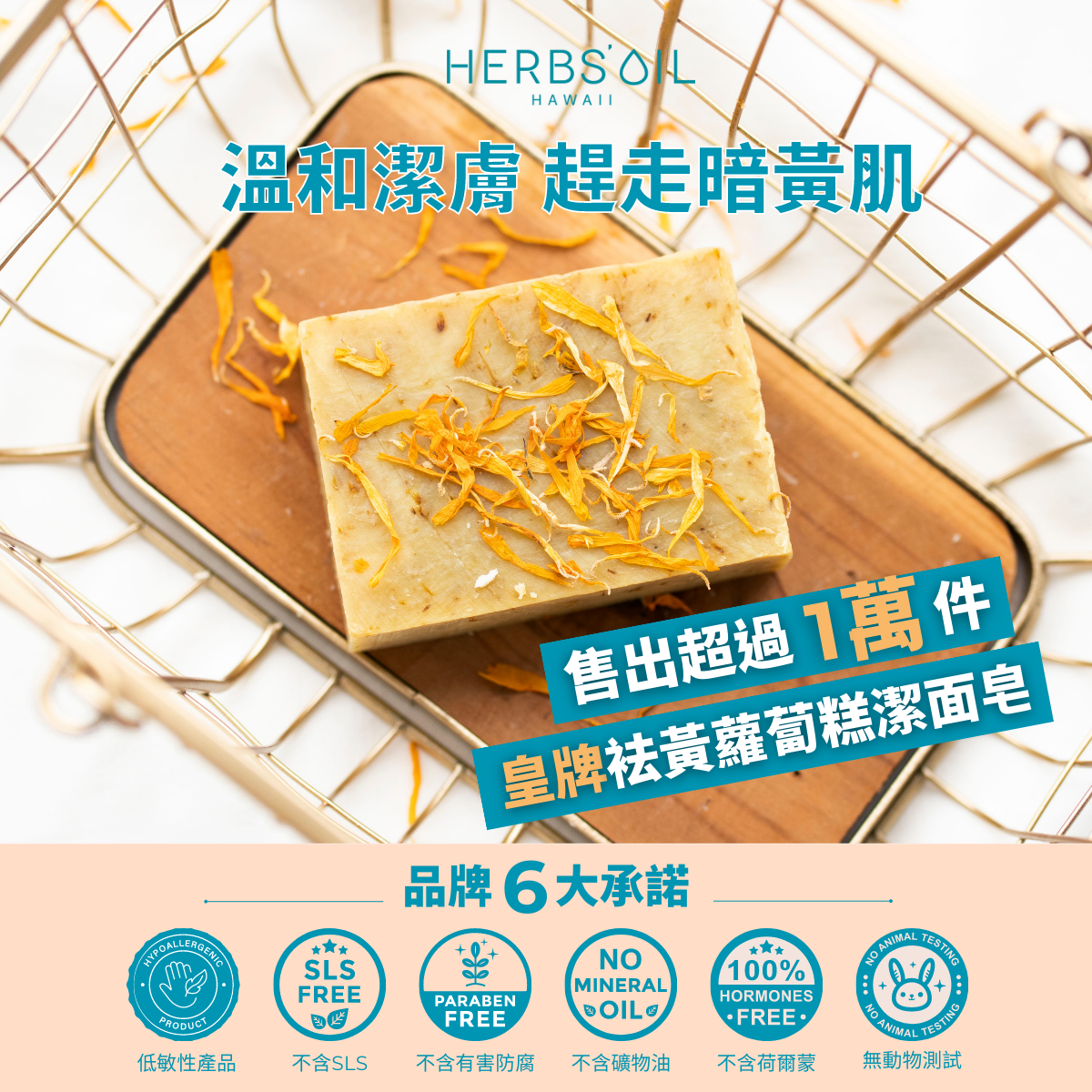 Herbs'Oil Hawaii 夏威夷秘方古法蘿蔔糕皂 - 袪黃、去暗粒、去黑頭 [100% Made in Hawaii] -M