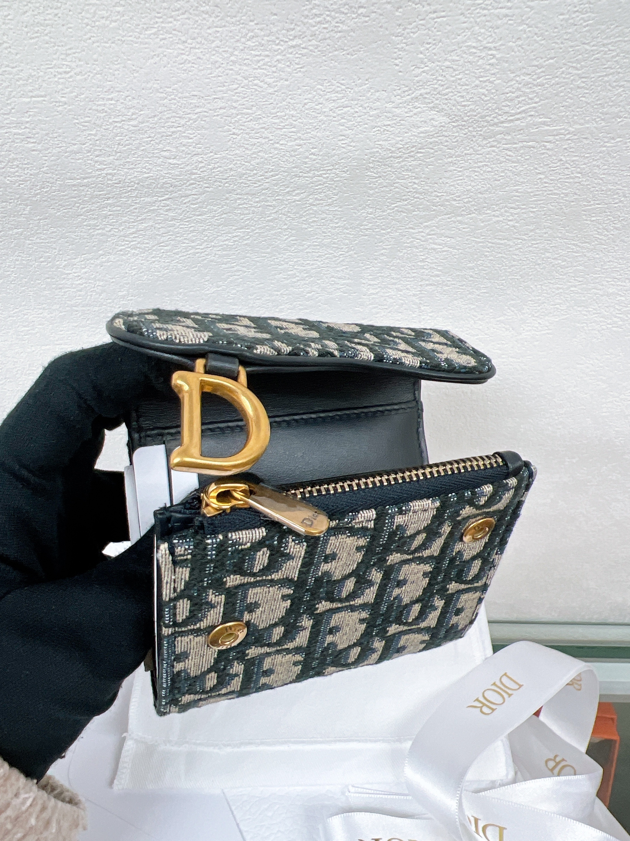 *Unused* Dior saddle lotus wallet (blue oblique)