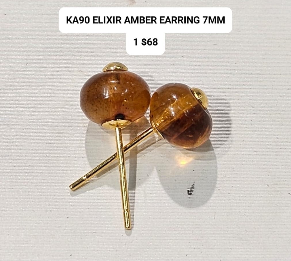 KA90 ELIXIR AMBER EARRING 7MM