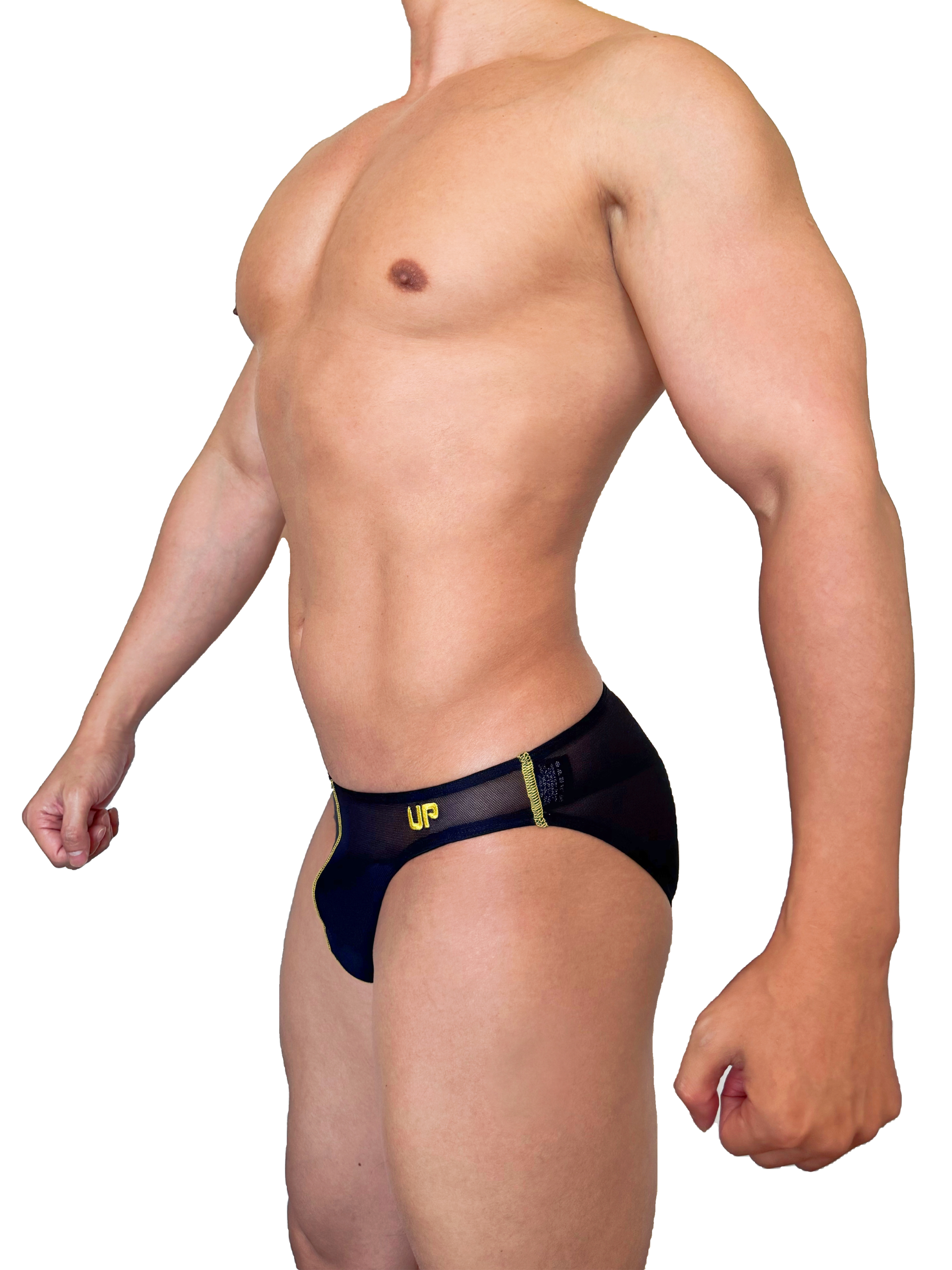 2025 全新色系 - Mesh UP Sport 低腰三角內褲 極透黑/黃