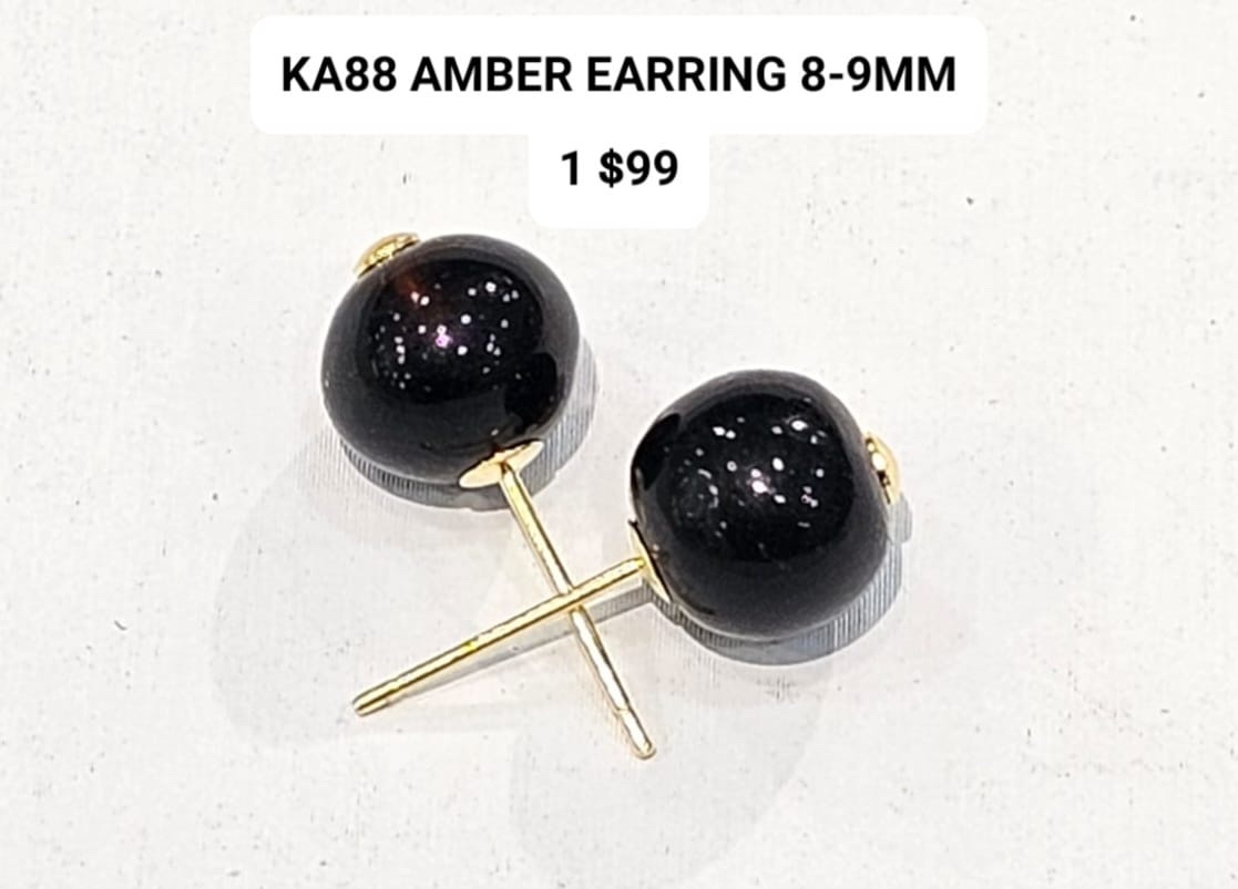 KA88 AMBER EARRING 8-9MM