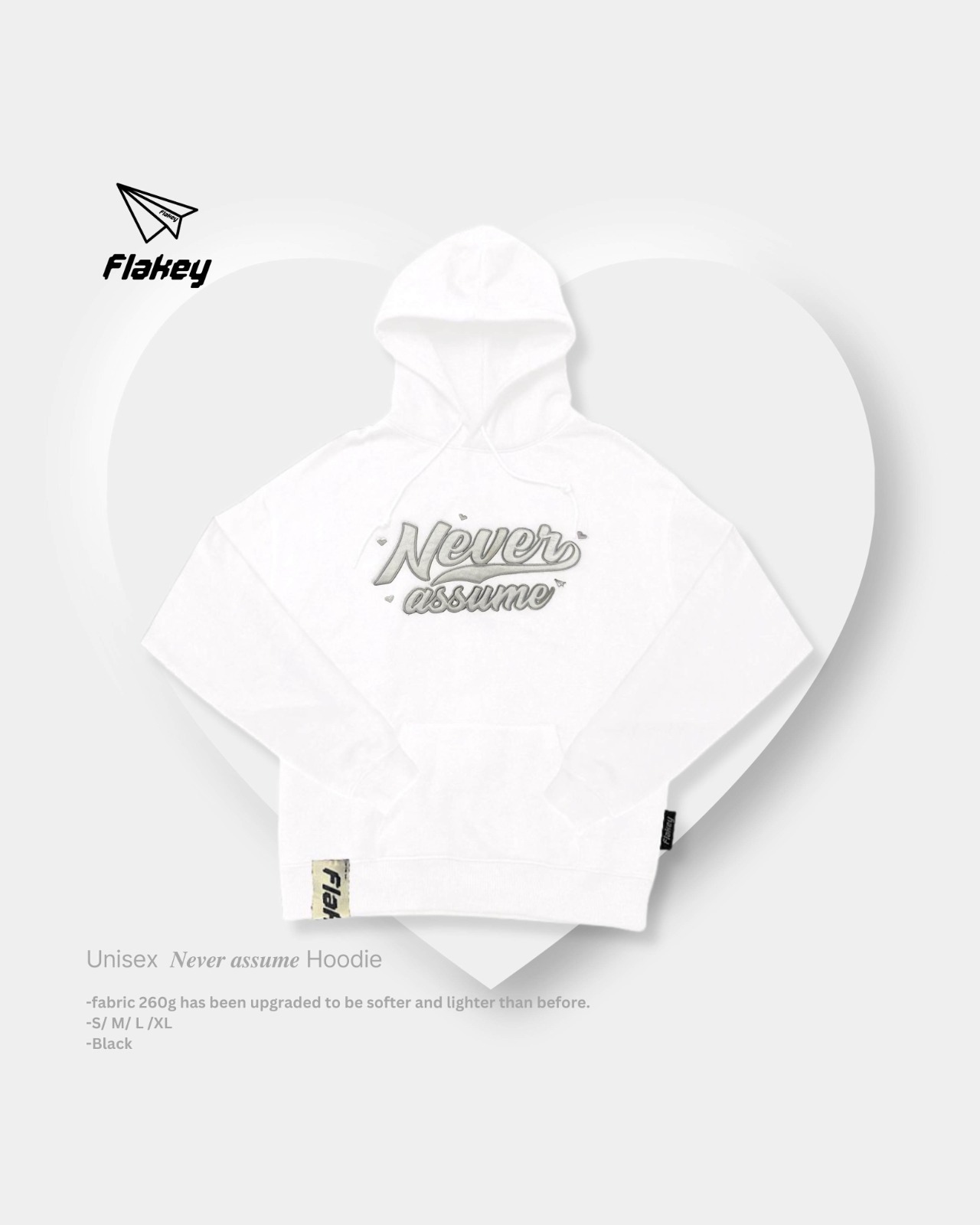 White Valentine Unisex 連帽衛衣 (白)