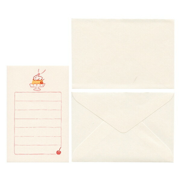 兔子與布丁 和紙便箋信封組｜日本古川紙工
