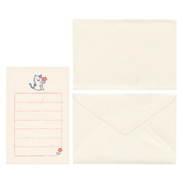 貓咪花束 和紙便箋信封組｜日本古川紙工