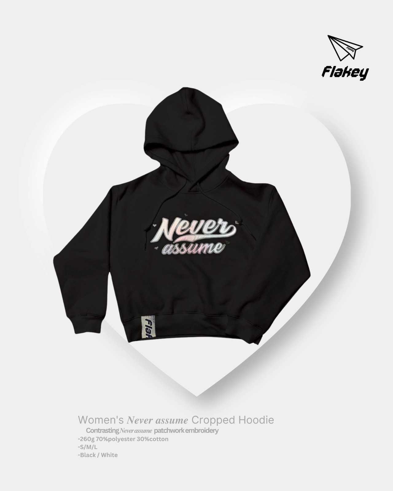 White Valentine 女裝連帽衛衣 (黑)