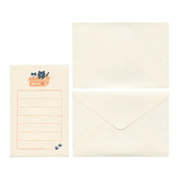 紙箱貓 和紙便箋信封組｜日本古川紙工