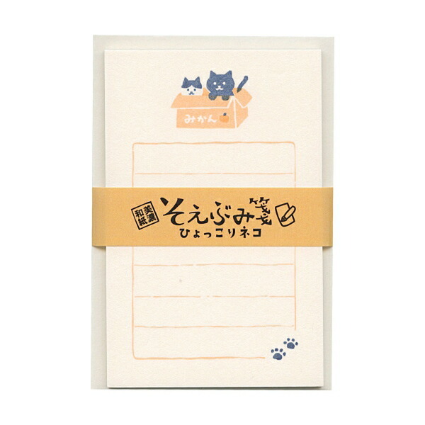 紙箱貓 和紙便箋信封組｜日本古川紙工