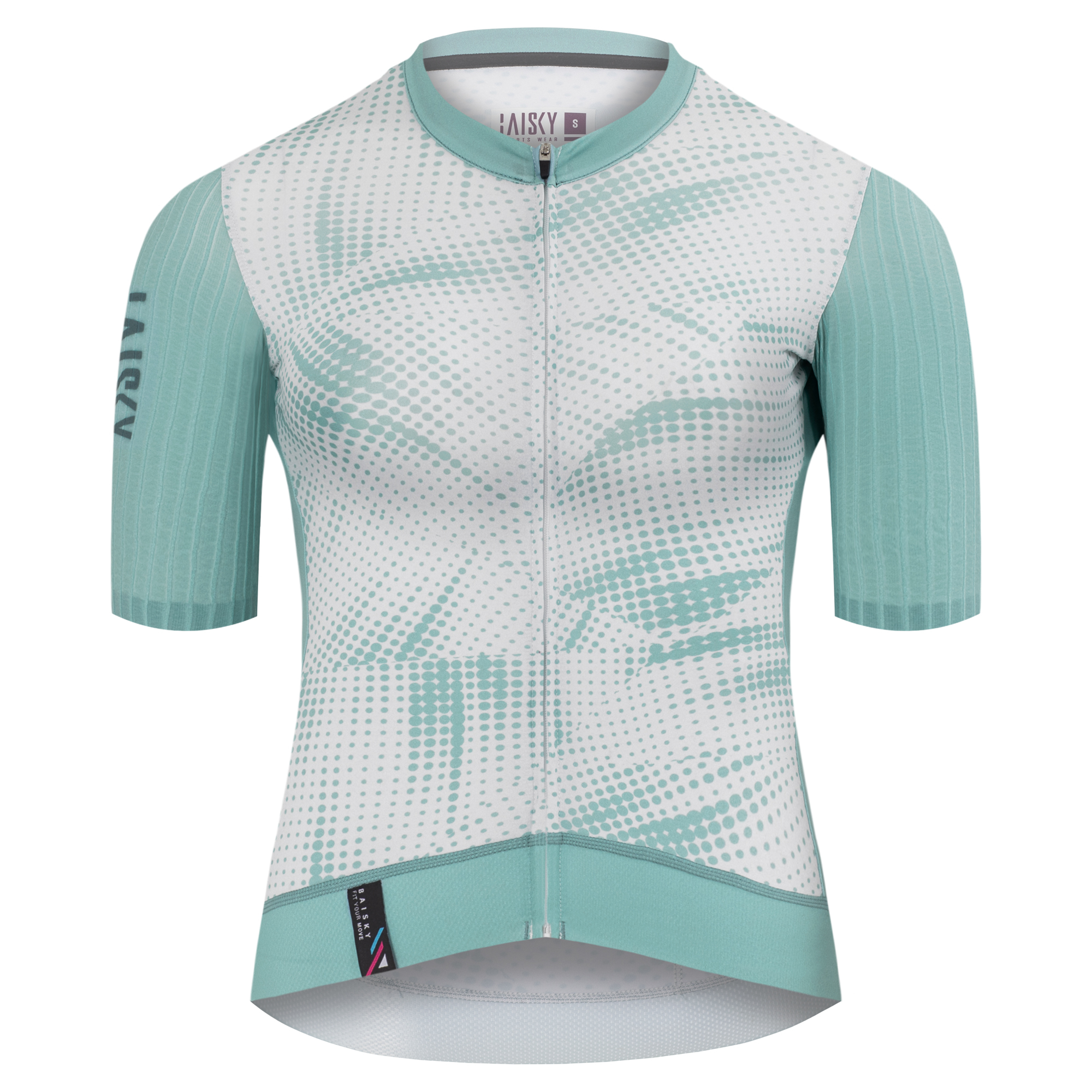 女款空力極短車衣 抽象 藍綠