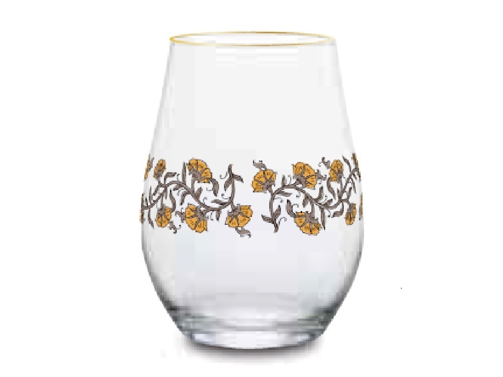 TP 民族花卉玻璃杯/金 490ml