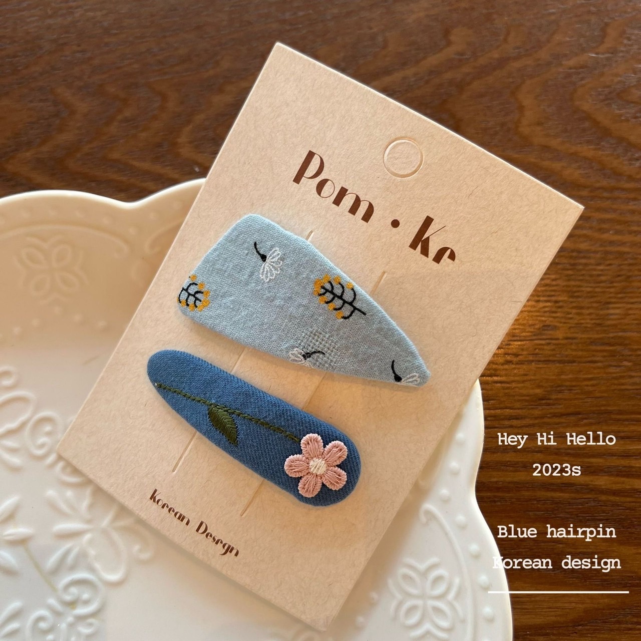 藍色系花花髮夾組