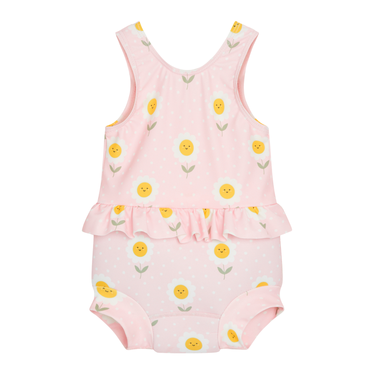 〖 Hust & Claire 〗粉色微笑小花baby尿布泳衣