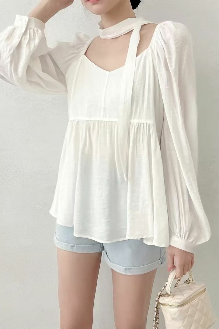 TOP#14532 🤎空氣感綁帶Blouse