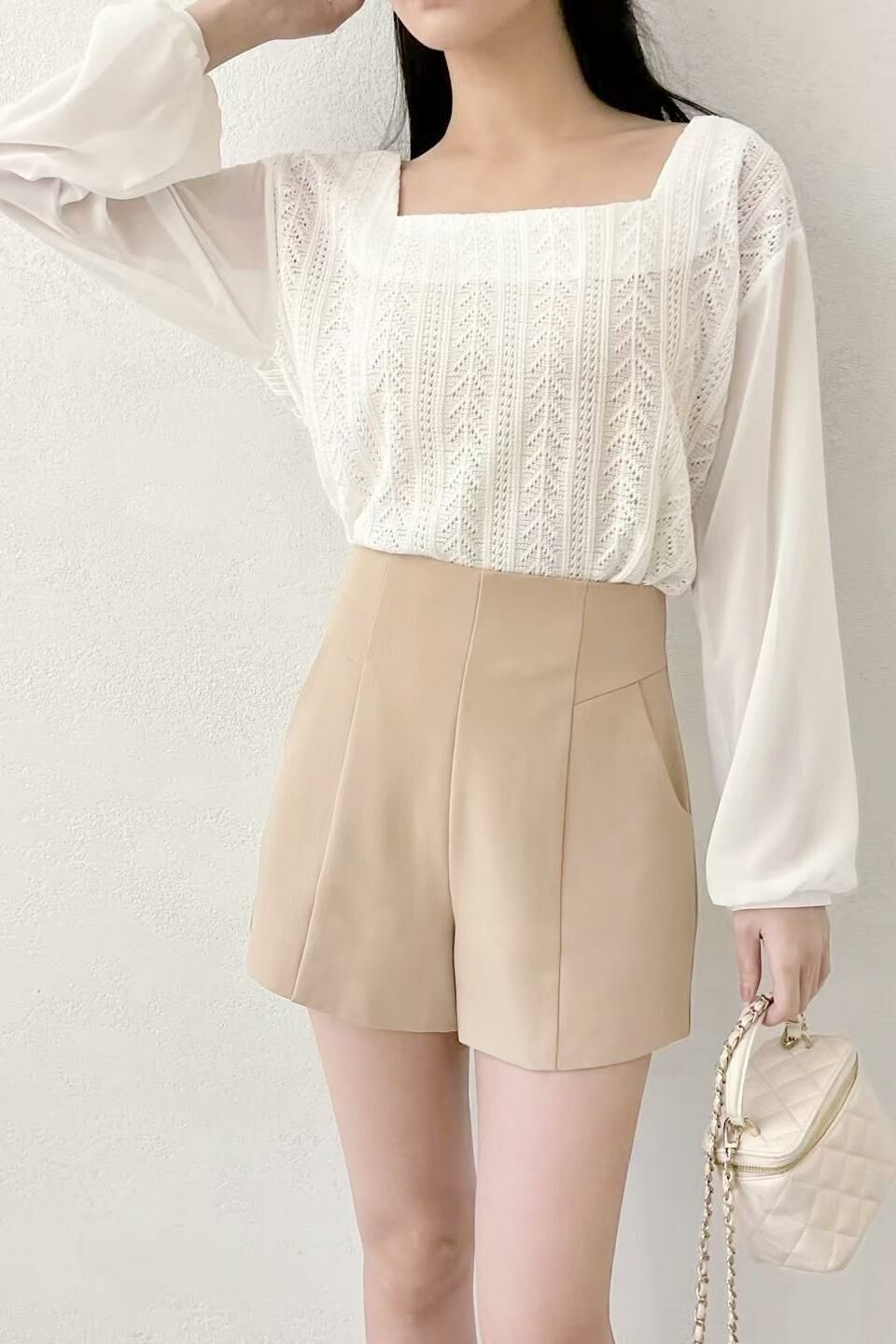 TOP#14536 🤎雲朵呢紗勾織Blouse