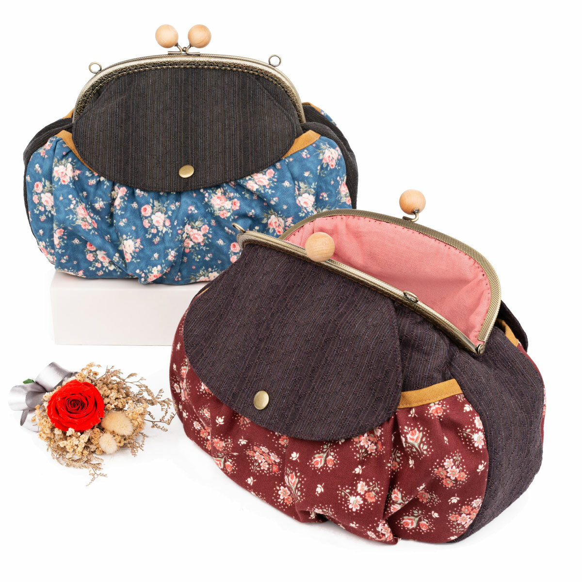 20cm口金-蓋子口袋側背包(材料包)