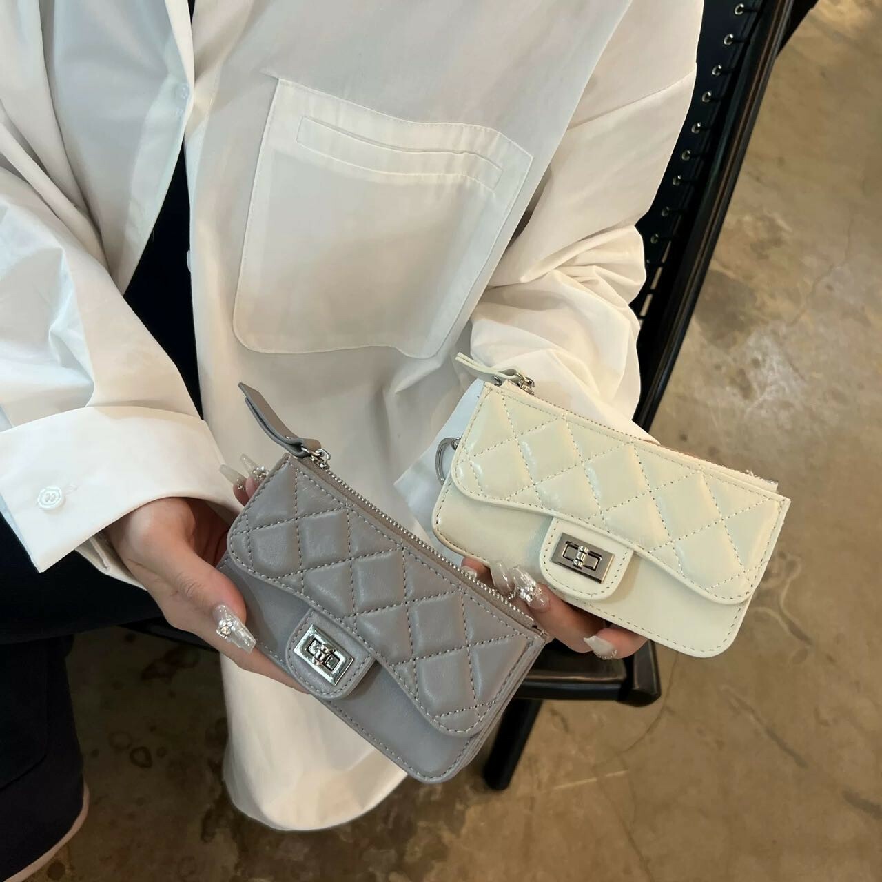 【2032小香風菱格零錢卡包】