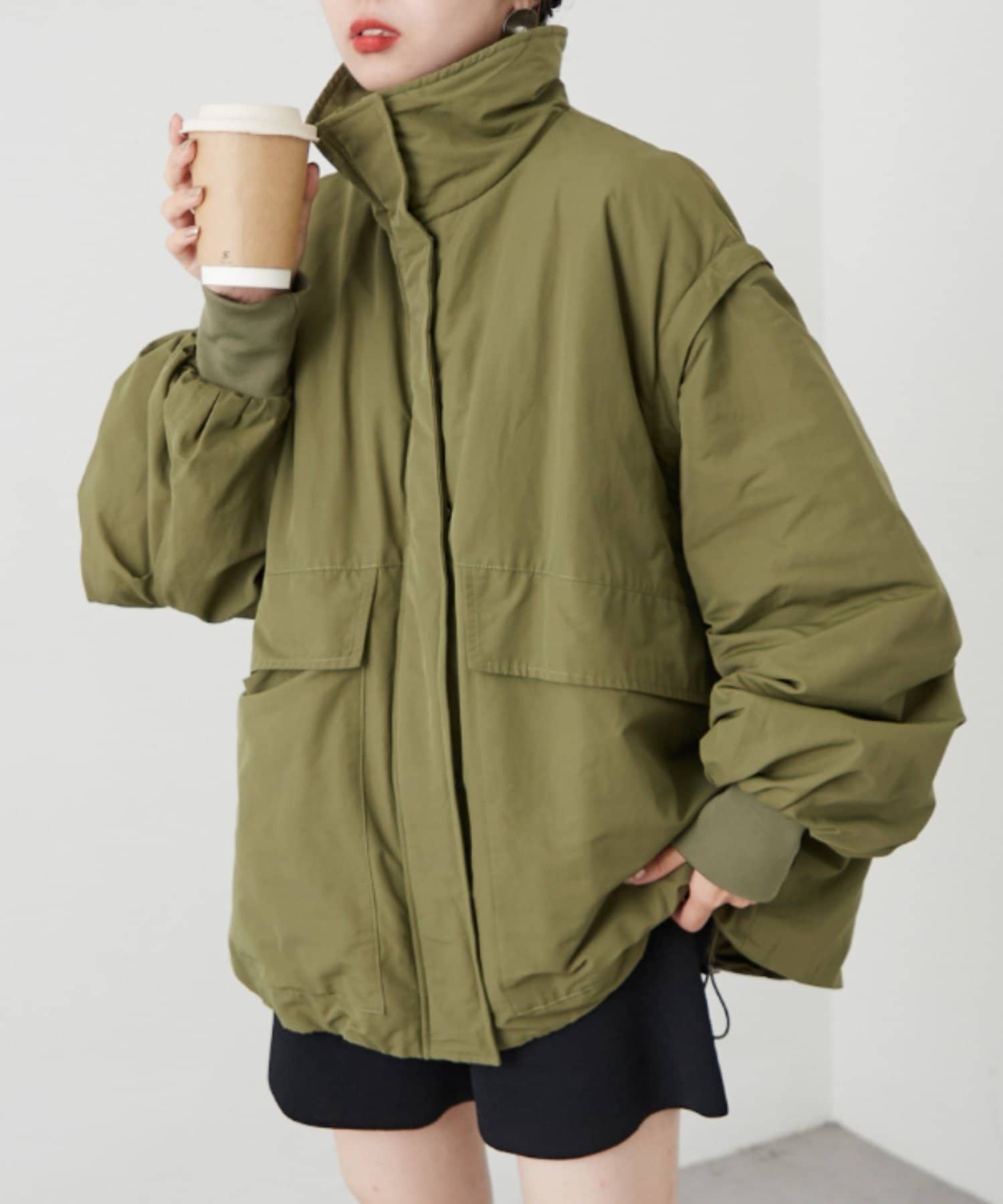 CIAOPANIC TYPY(チャオパニックティピー)  【マルチウェイ】BIGポケットスタンドワークアウター軍綠（TYZ1042407A0001）