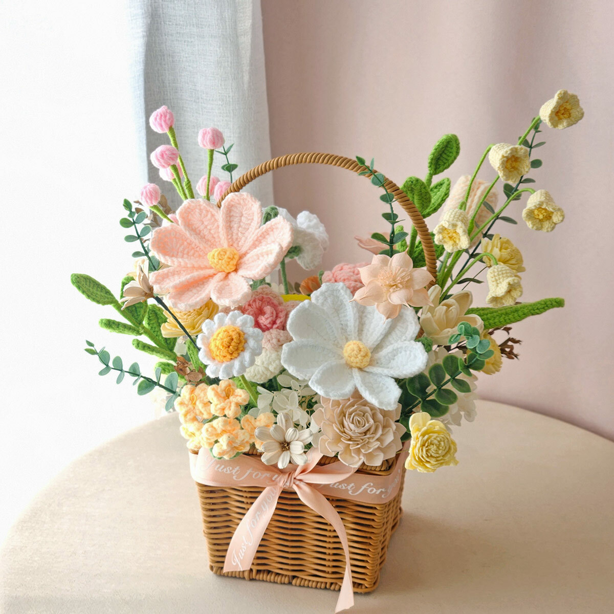 T63｜針織花籐籃