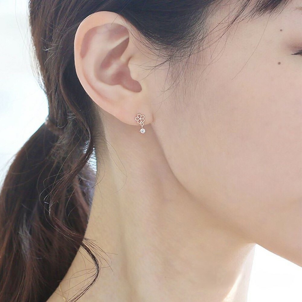 【me.luxe】K10櫻花玫瑰石英耳環