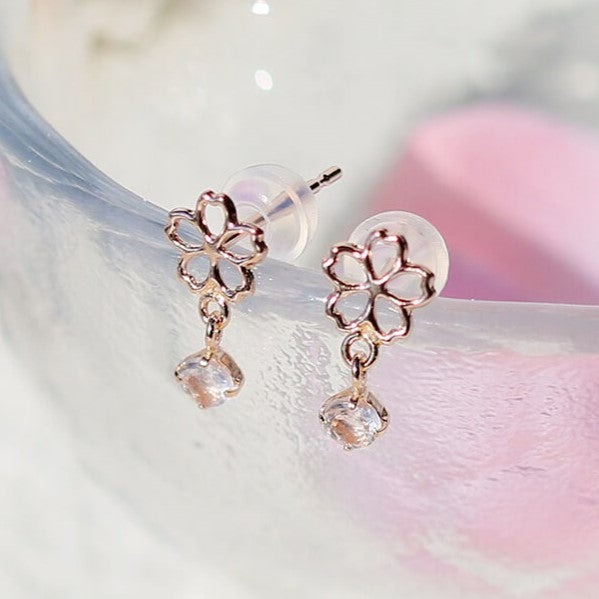 【me.luxe】K10櫻花玫瑰石英耳環