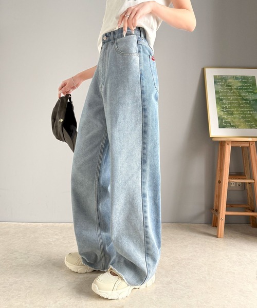 日本🇯🇵連線 JAVA 雙色拼接闊腿牛仔褲 寬褲 淺藍色 炭灰色 (任買兩件711免運)/預購