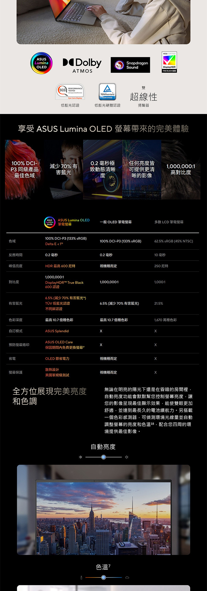 UX3407QA-0072D26100高顯色OLED螢幕