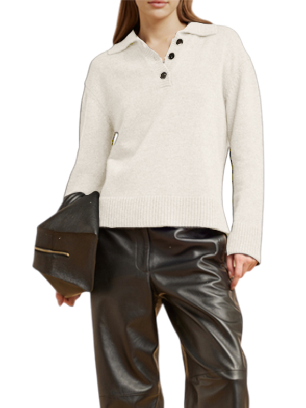 LIVIANA CONTI 半開襟針織上衣(米白)