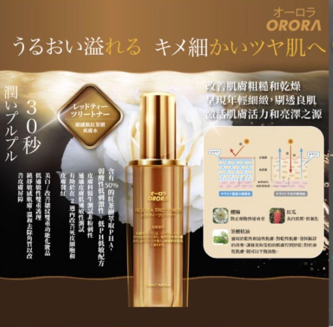 (2268)【現貨】ORORA敏感肌紅茶樹爽膚水120ml