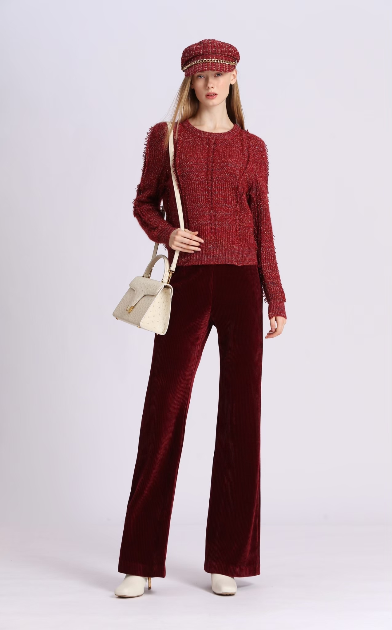 BD15276A1 冬莓微光金絲粗針織亮紋高領毛衣