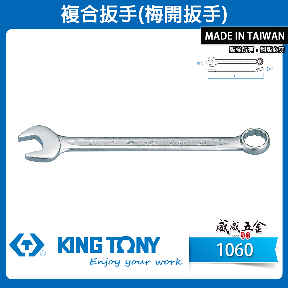 KING TONY 金統立｜歐式薄型梅開板手 梅開扳手 梅花開口板手 鉻釩鋼｜1060｜公制5.5-32mm